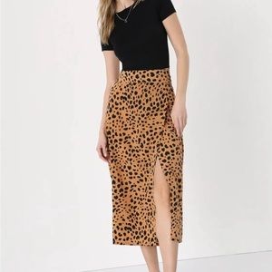 Lulus Animal Print Wrap Midi Skirt